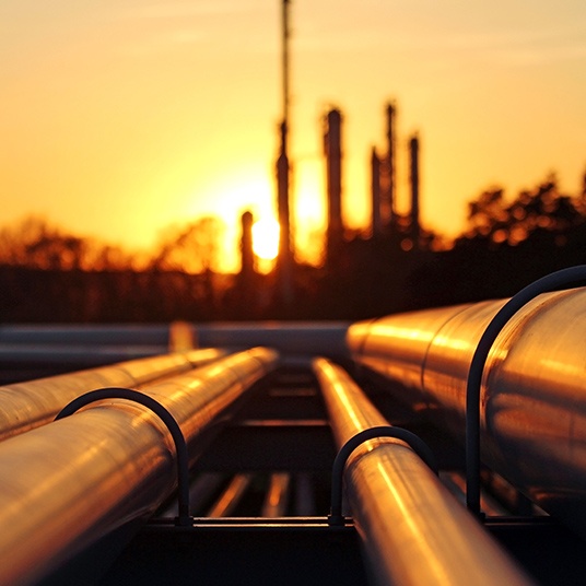 Sunset over Oil Refinery